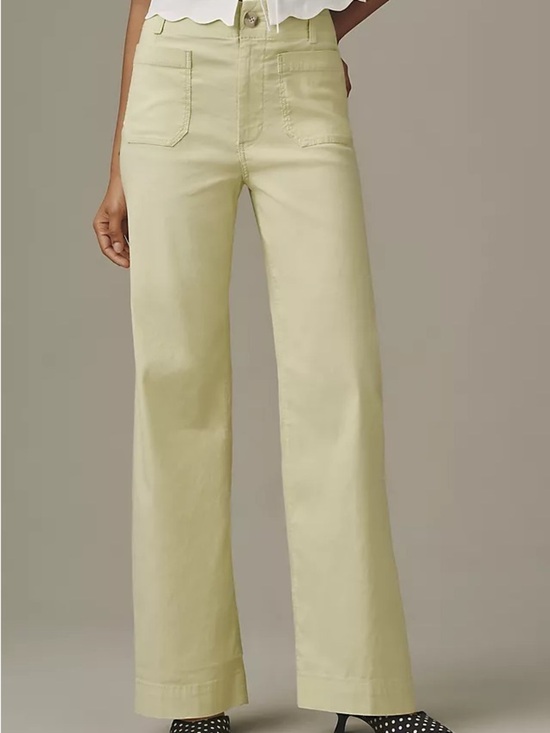 Anthropologie Denim - Maeve Anthropologie The Colette Wide Leg Linen Green Size 34